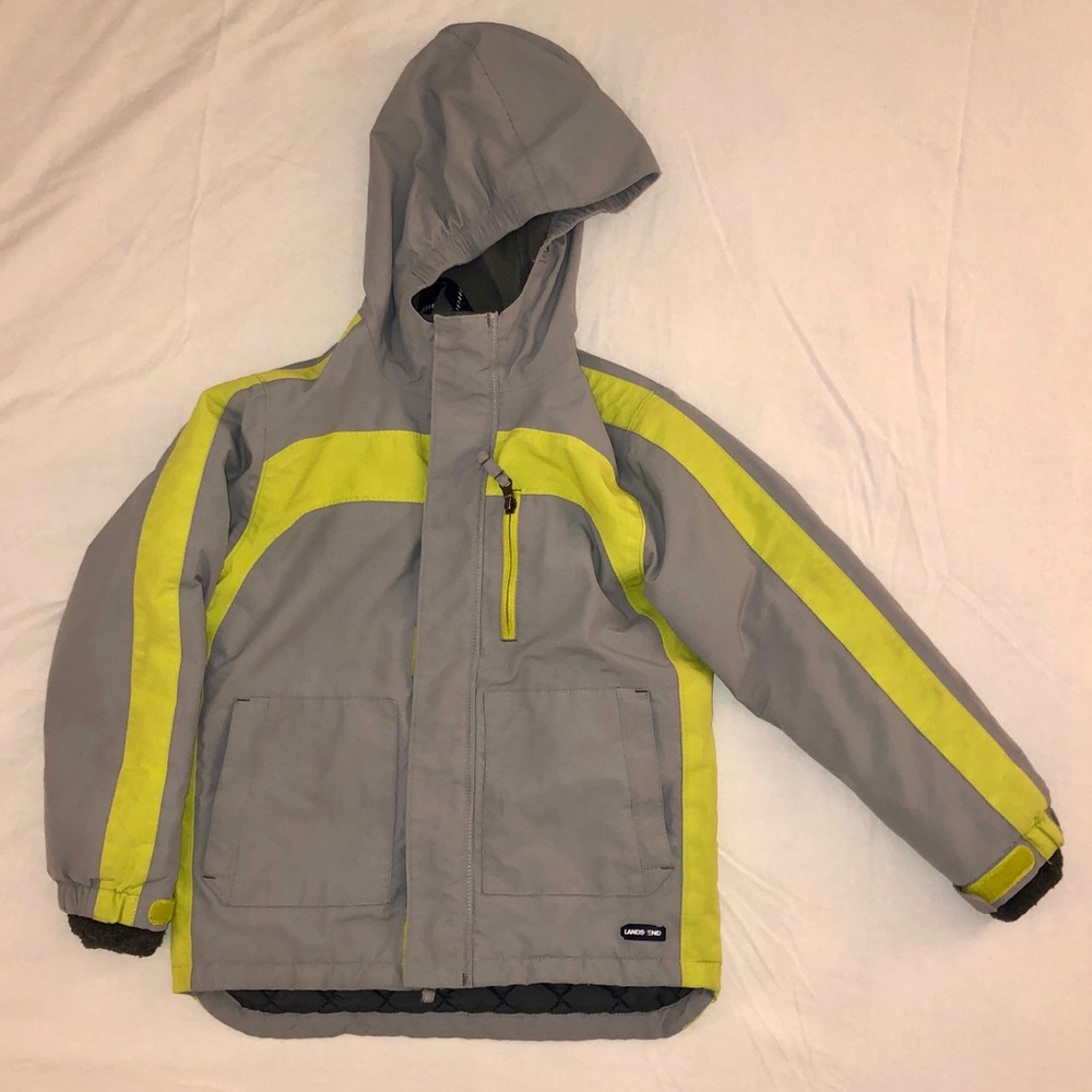 Land’s End Kids Squall Coat Size 8 -Grey & Lime